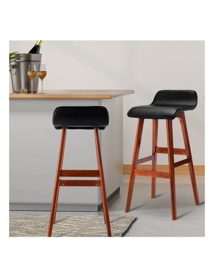 Artiss 4x Bar Stools Wooden Stool Black image 4