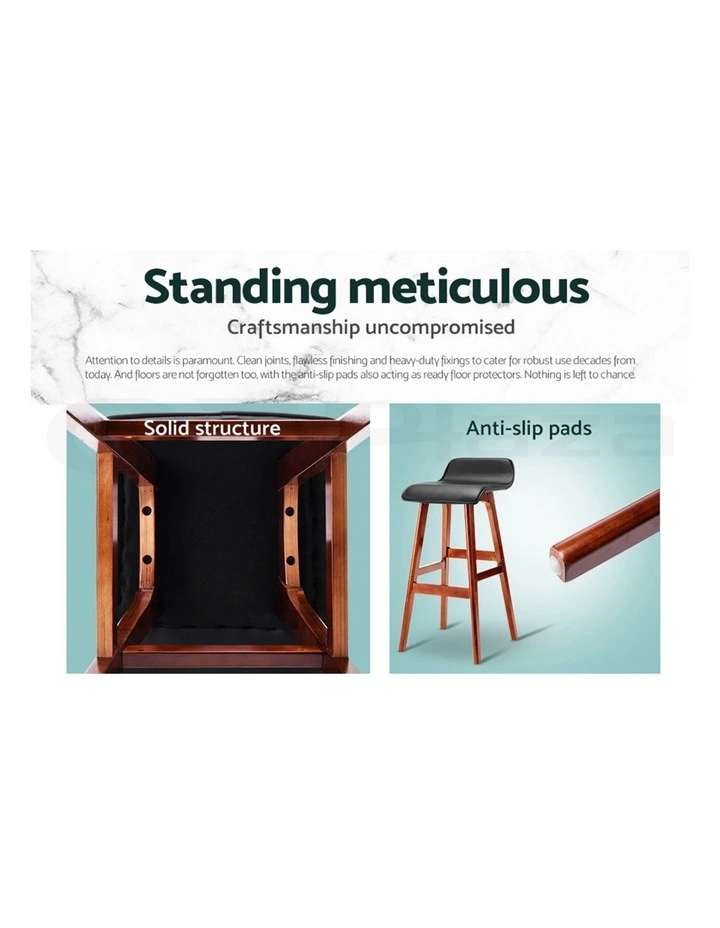 Artiss 4x Bar Stools Wooden Stool Black image 5