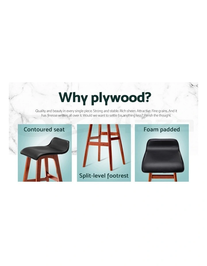 Artiss 4x Bar Stools Wooden Stool Black image 6
