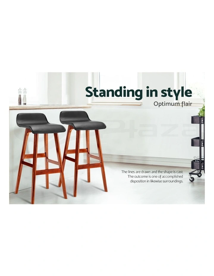 Artiss 4x Bar Stools Wooden Stool Black image 7