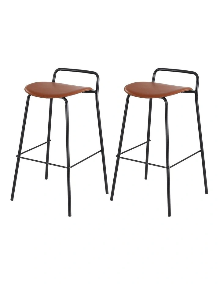 2x Artiss Bar Stools Kitchen Counter Stools Metal Brown image 1