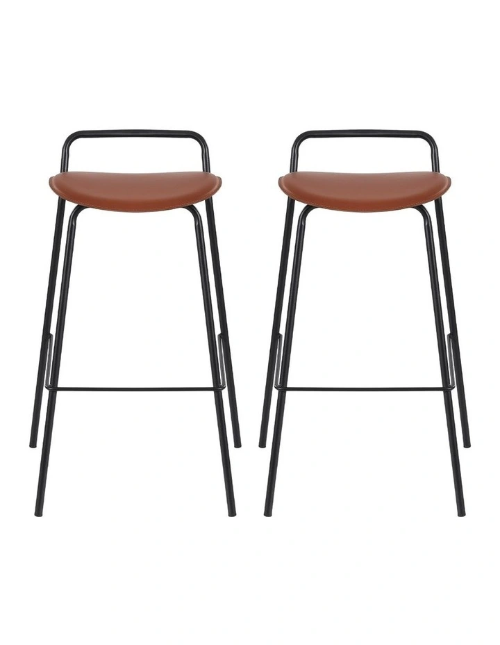 2x Artiss Bar Stools Kitchen Counter Stools Metal Brown image 2