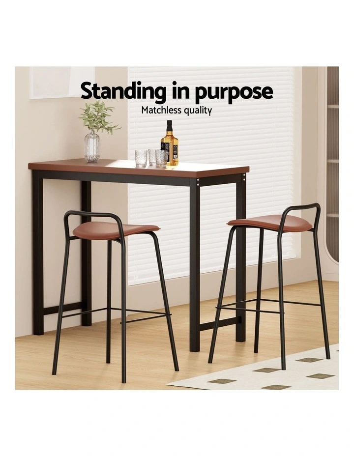 2x Artiss Bar Stools Kitchen Counter Stools Metal Brown image 7