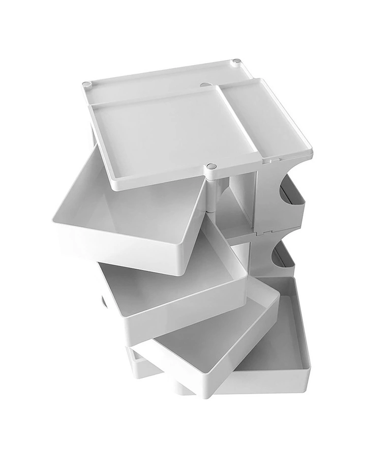 Artiss Storage Trolley Cart Bedside Table 5 Tier White image 2