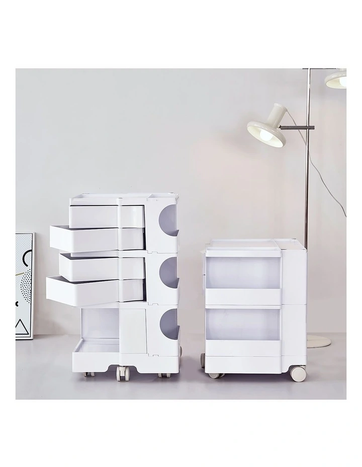 Artiss Storage Trolley Cart Bedside Table 5 Tier White image 3