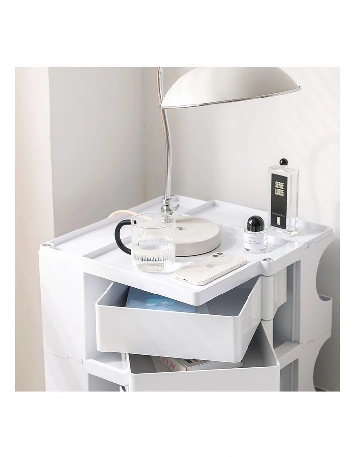 Artiss Storage Trolley Cart Bedside Table 5 Tier White image 5