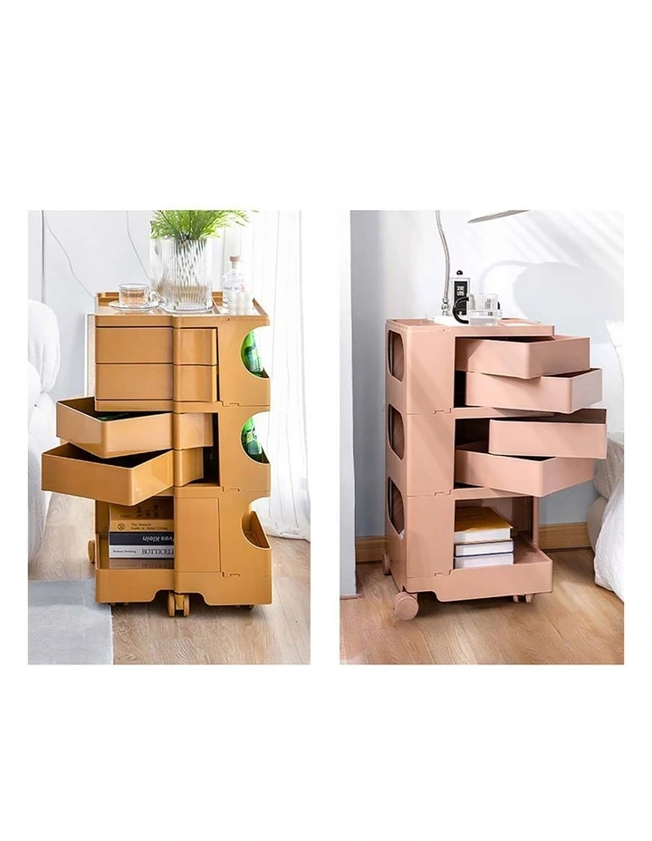 Artiss Storage Trolley Cart Bedside Table 5 Tier White image 7