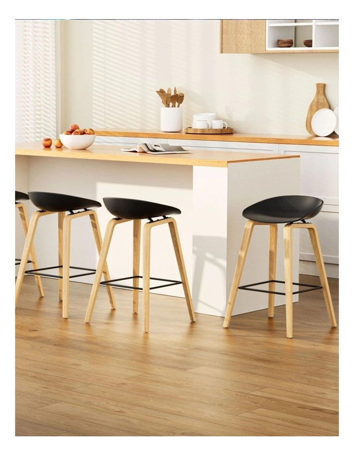 4x Artiss Bar Stools Kitchen Counter Stool Dining Chairs Wooden Black image 3