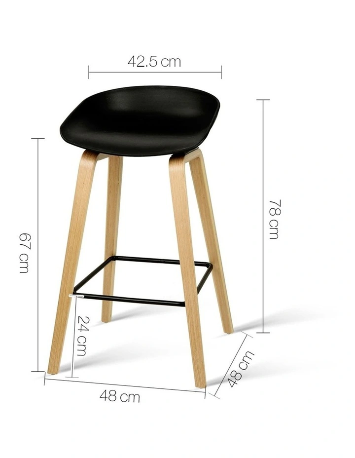 4x Artiss Bar Stools Kitchen Counter Stool Dining Chairs Wooden Black image 4