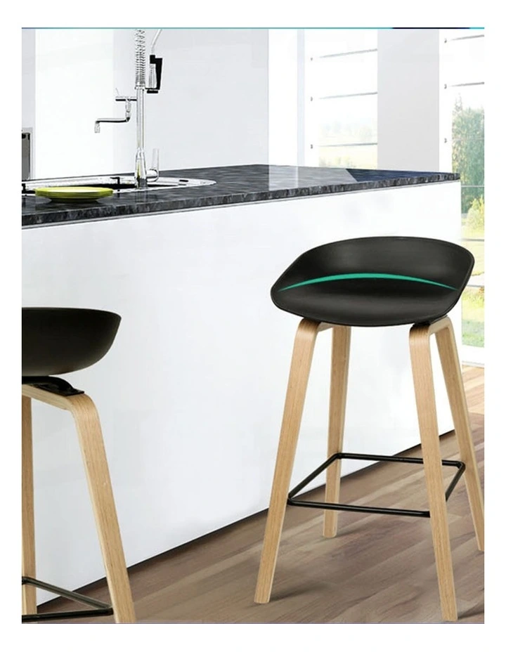 4x Artiss Bar Stools Kitchen Counter Stool Dining Chairs Wooden Black image 5