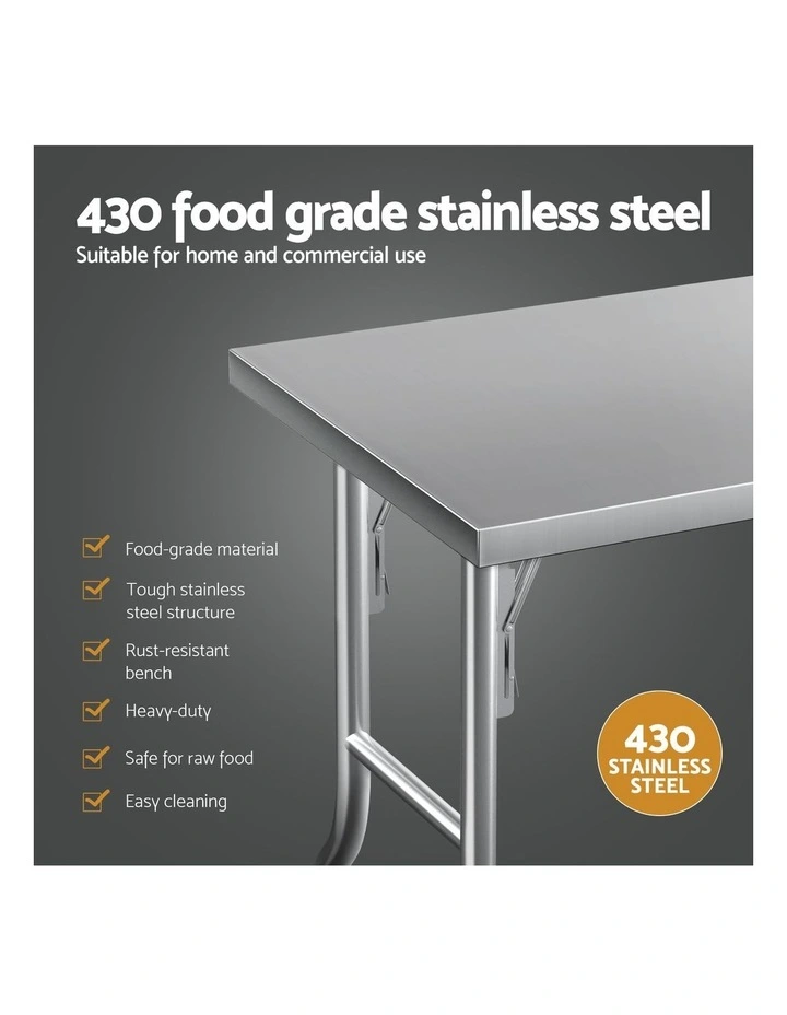 Cefito Stainless Steel Kitchen Benches Work Bench Food Foldable 430 image 6
