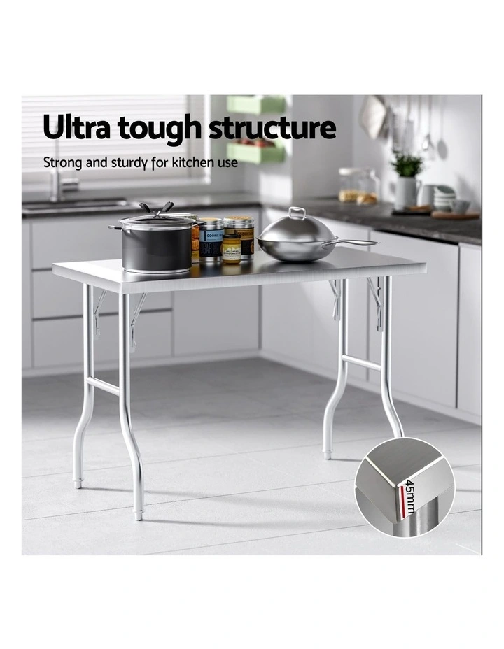Cefito Stainless Steel Kitchen Benches Work Bench Food Foldable 430 image 7