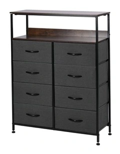 Sherwood Luna 8 Drawer Fabric Home Storage Dresser With Shelf Charcoal