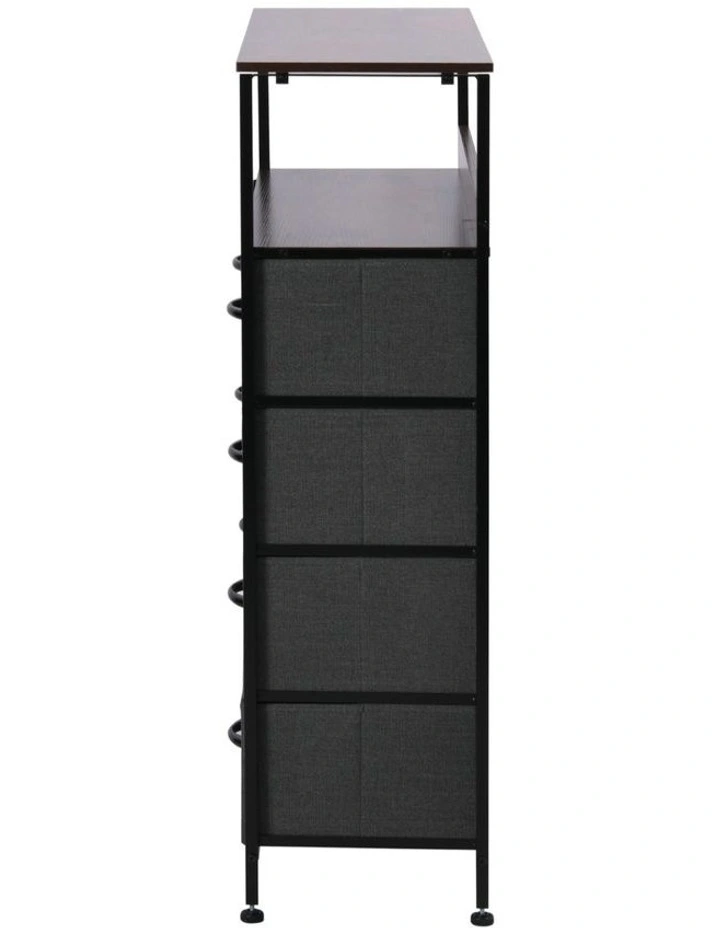 Sherwood Luna 8 Drawer Fabric Home Storage Dresser With Shelf Charcoal image 4