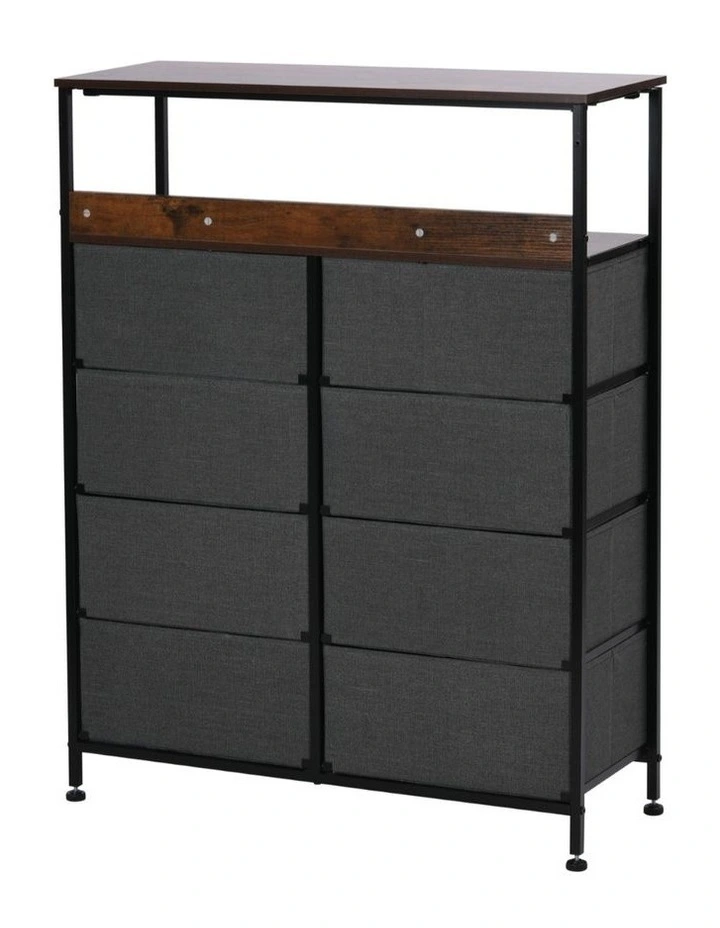 Sherwood Luna 8 Drawer Fabric Home Storage Dresser With Shelf Charcoal image 5
