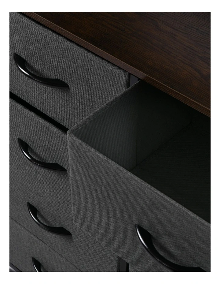 Sherwood Luna 8 Drawer Fabric Home Storage Dresser With Shelf Charcoal image 6