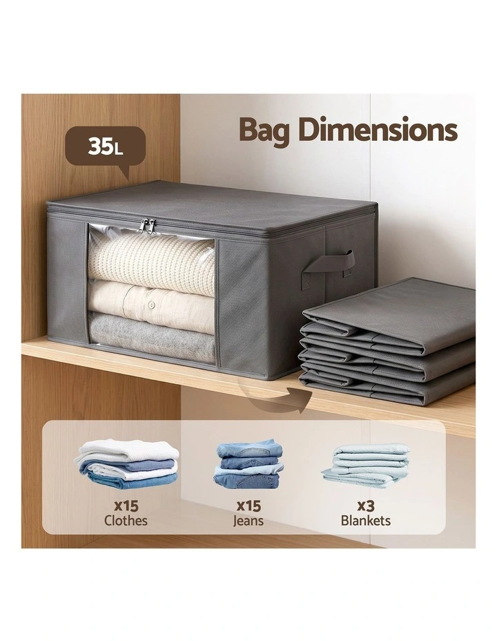 Artiss 6 Packs Clothes Storage Bags 35L Foldable Closet Organizer Storage Bins image 4