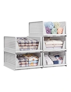 Artiss 5 Pack Stackable Plastic Storage Foldable Closet Organizers