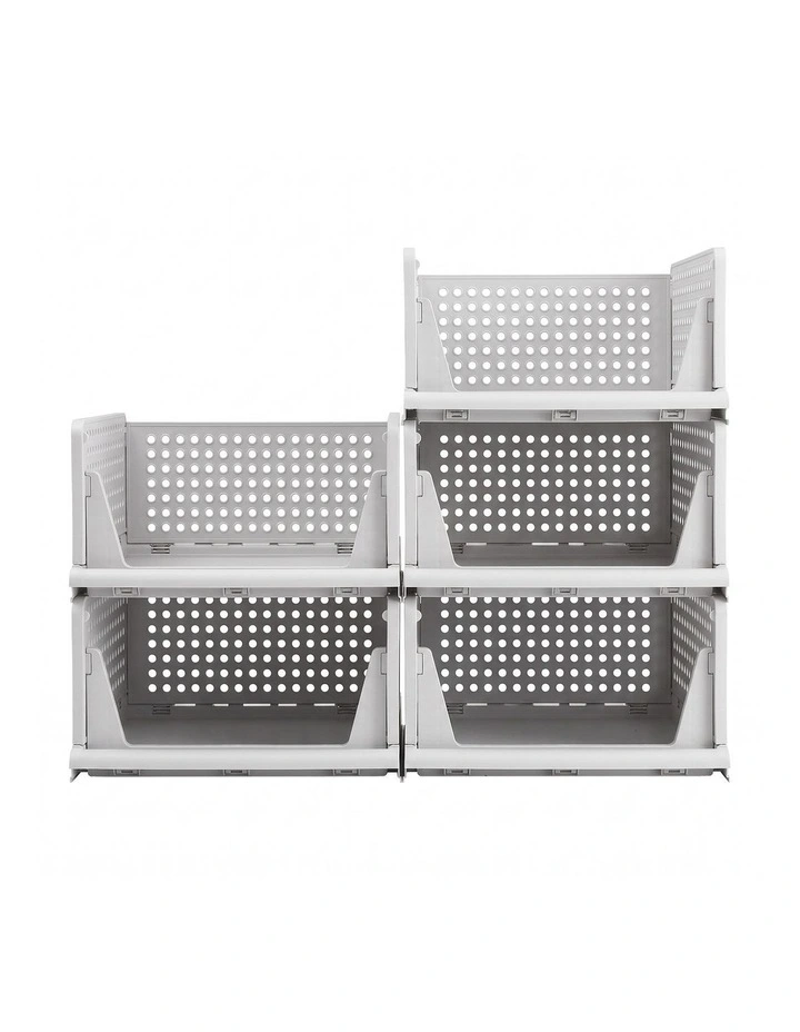 Artiss 5 Pack Stackable Plastic Storage Foldable Closet Organizers image 3
