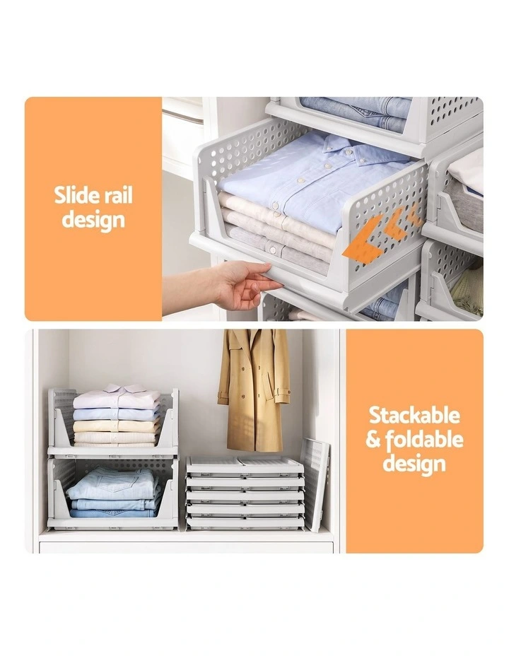 Artiss 5 Pack Stackable Plastic Storage Foldable Closet Organizers image 4