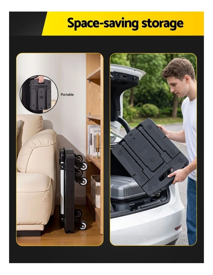 Giantz Folding Hand Truck Platform Trolley Foldable Dolly Cart 200kg Load Black image 5