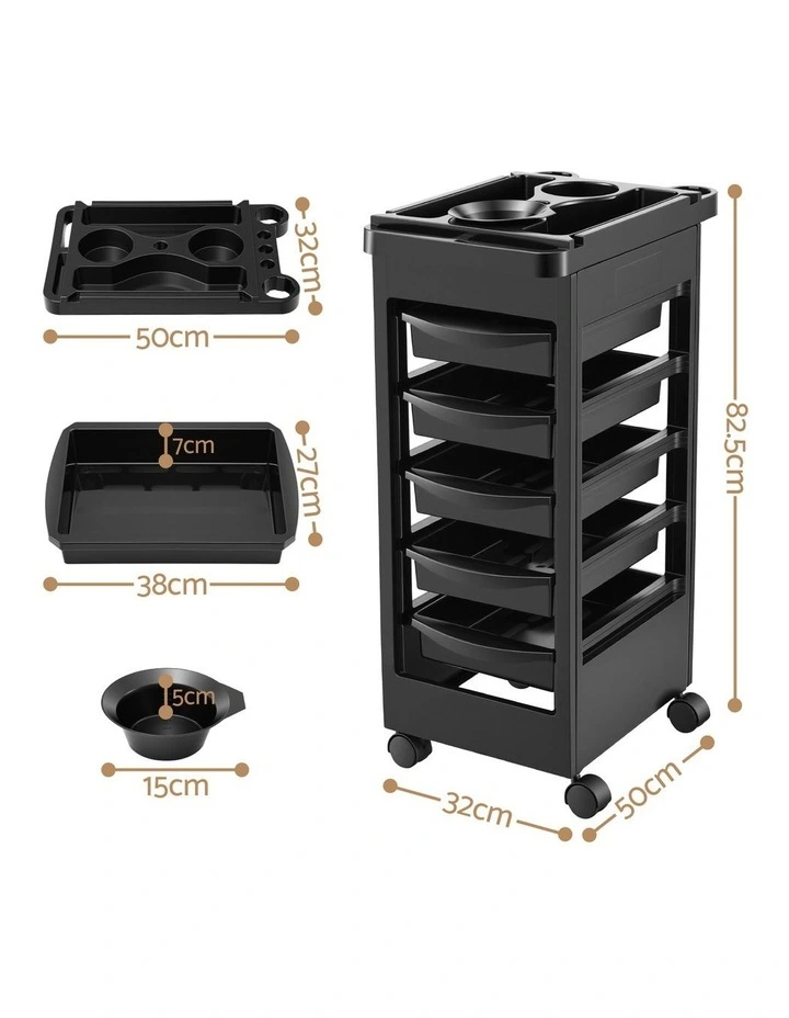 Embellir 6-Tier Salon Trolley Cart on Wheels Barber Mobile Hairdressing Cart image 2