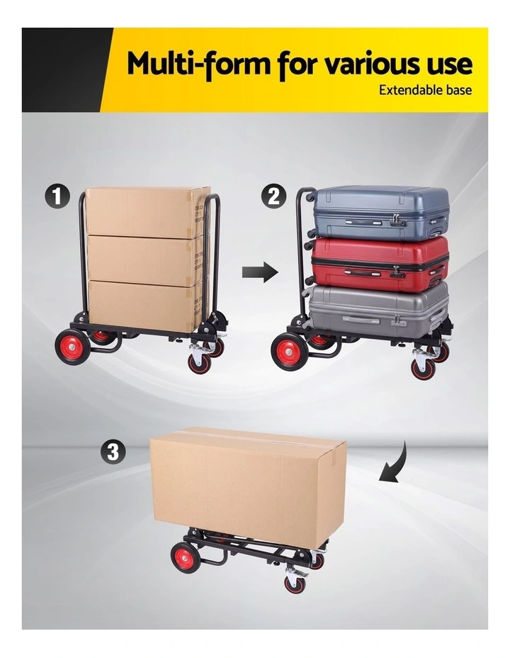 Giantz Foldable Hand Trolley Collapsible Transport Cart 180kg Load Black image 5