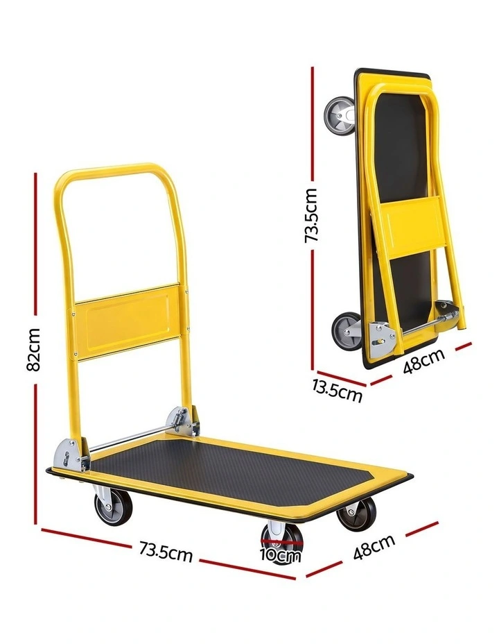 Giantz Platform Trolley Hand Truck Folding Platform Cart 150kg Load Yellow image 2