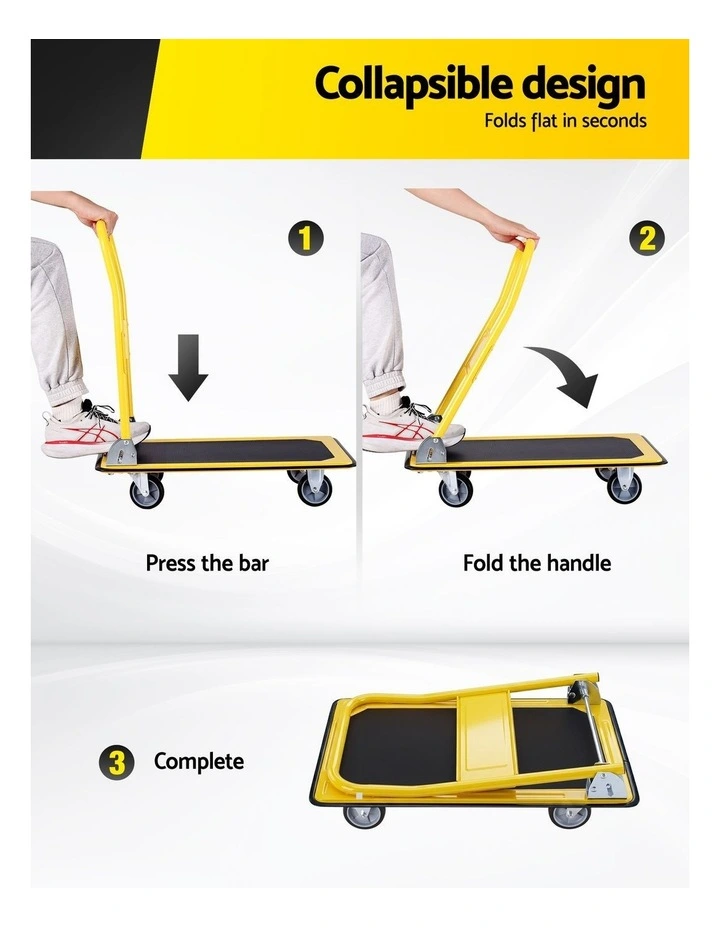 Giantz Platform Trolley Hand Truck Folding Platform Cart 150kg Load Yellow image 4