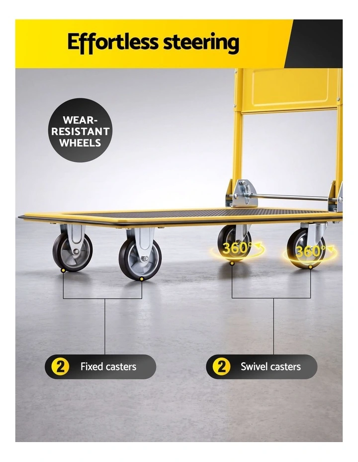 Giantz Platform Trolley Hand Truck Folding Platform Cart 150kg Load Yellow image 5