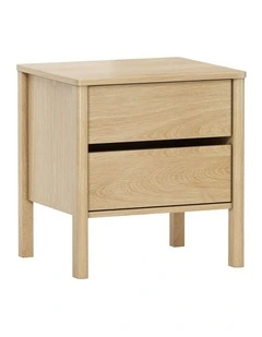 Oikiture Bedside Table 2 Drawers Side Table Nightstand Handle-free Natural