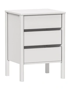 Oikiture Bedside Table 3 Drawers Side Table Nightstand Handle-free White