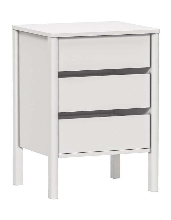 Oikiture Bedside Table 3 Drawers Side Table Nightstand Handle-free White image 1