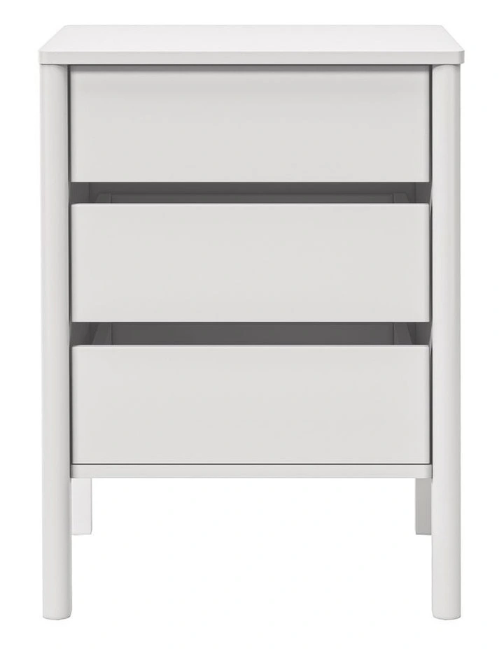Oikiture Bedside Table 3 Drawers Side Table Nightstand Handle-free White image 2