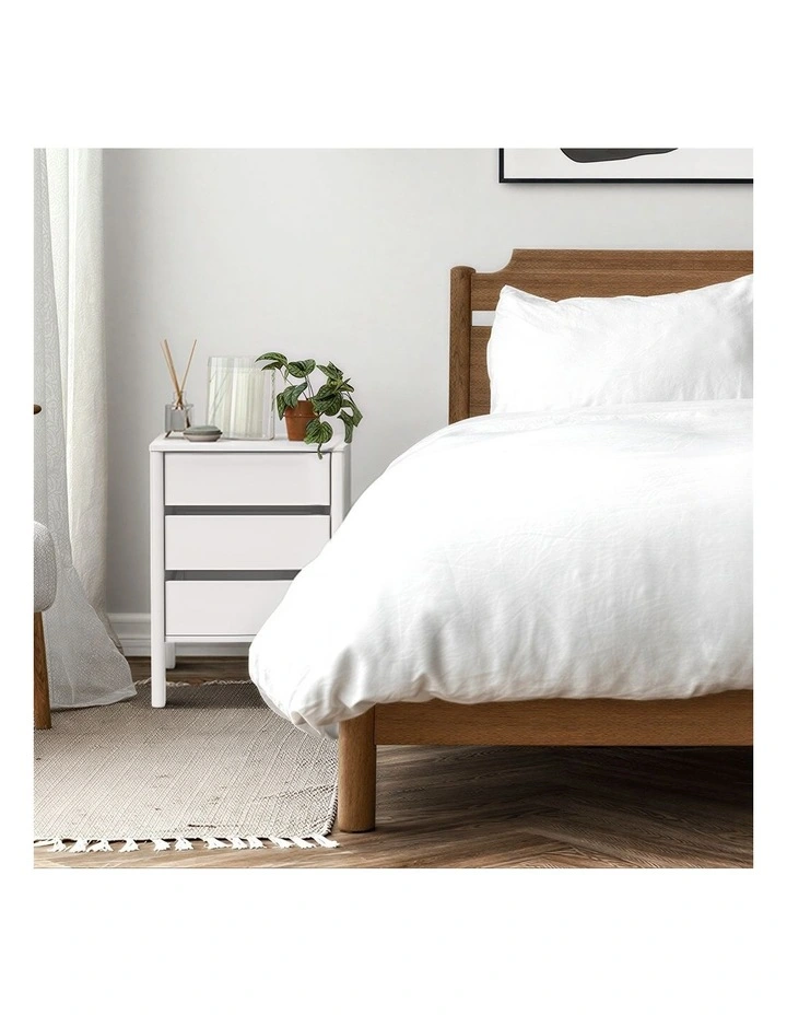 Oikiture Bedside Table 3 Drawers Side Table Nightstand Handle-free White image 5