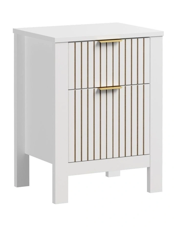 Oikiture Modern Bedside Table Nightstand Drawer Shelf Door Cabinet White image 1