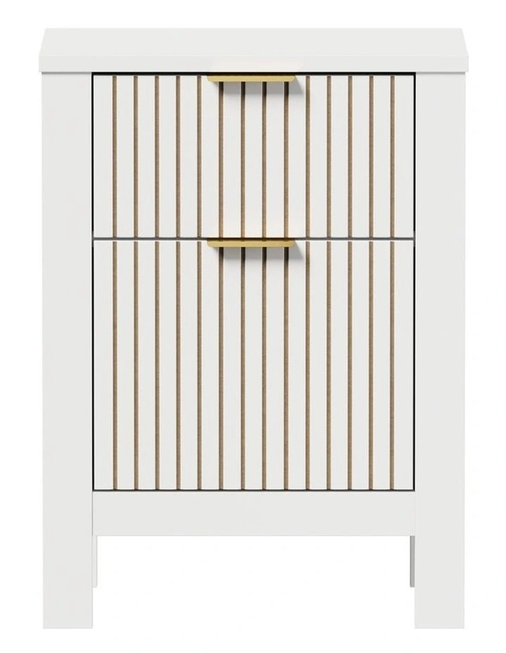 Oikiture Modern Bedside Table Nightstand Drawer Shelf Door Cabinet White image 2
