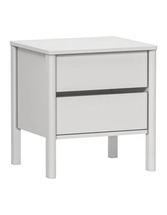Oikiture Bedside Table 2 Drawers Side Table Nightstand Handle-free White