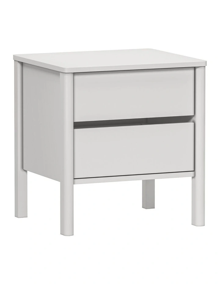 Oikiture Bedside Table 2 Drawers Side Table Nightstand Handle-free White image 1