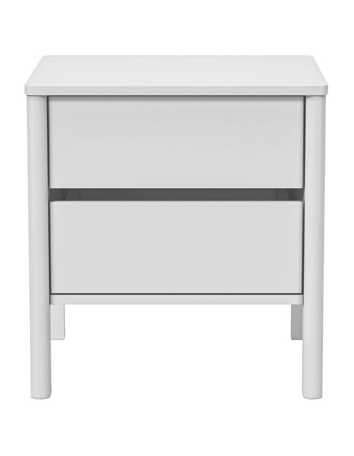 Oikiture Bedside Table 2 Drawers Side Table Nightstand Handle-free White image 2