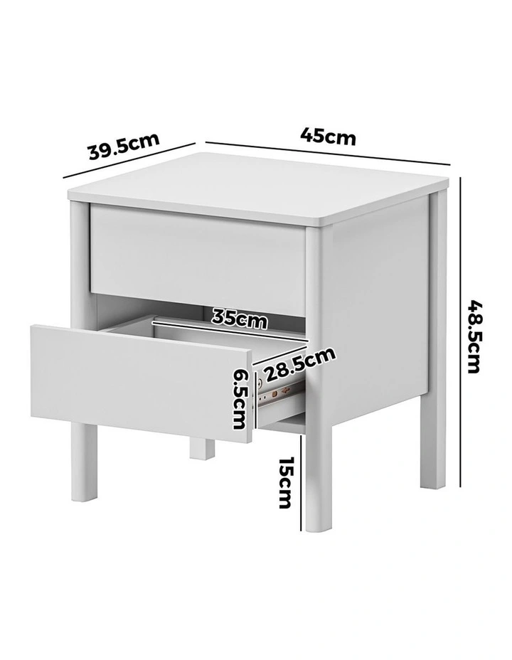 Oikiture Bedside Table 2 Drawers Side Table Nightstand Handle-free White image 3