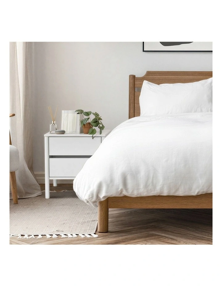 Oikiture Bedside Table 2 Drawers Side Table Nightstand Handle-free White image 5