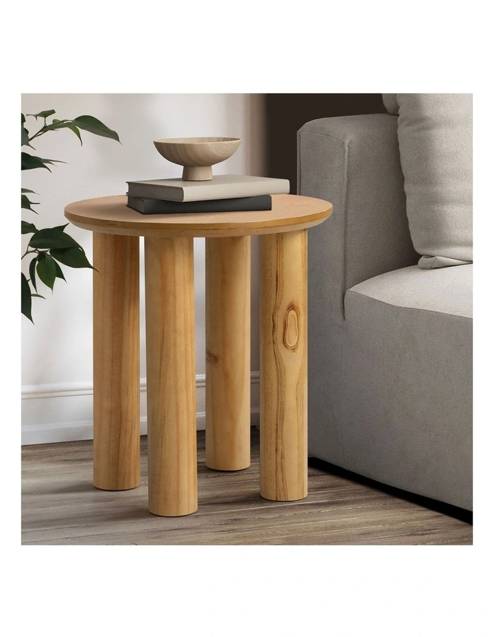 Oikiture Side Table Coffee End Tables Sofa Desk Round Wooden image 4