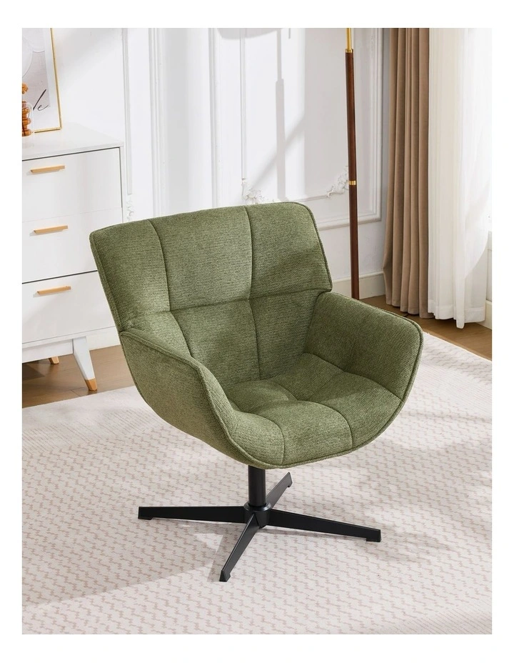 Mid-Century Modern Upholstered Swivel Accent Chair, Green image 3