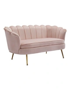 Modern Shell Back 2-Seater Sofa, Comfy Upholstered Small Love Seat Couch