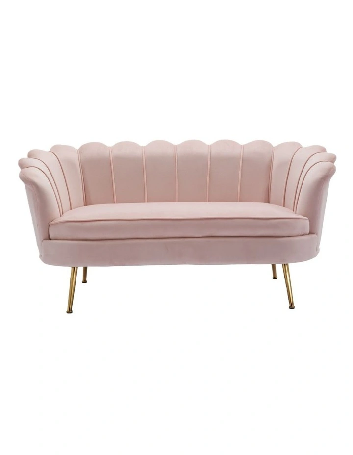 Modern Shell Back 2-Seater Sofa, Comfy Upholstered Small Love Seat Couch image 3