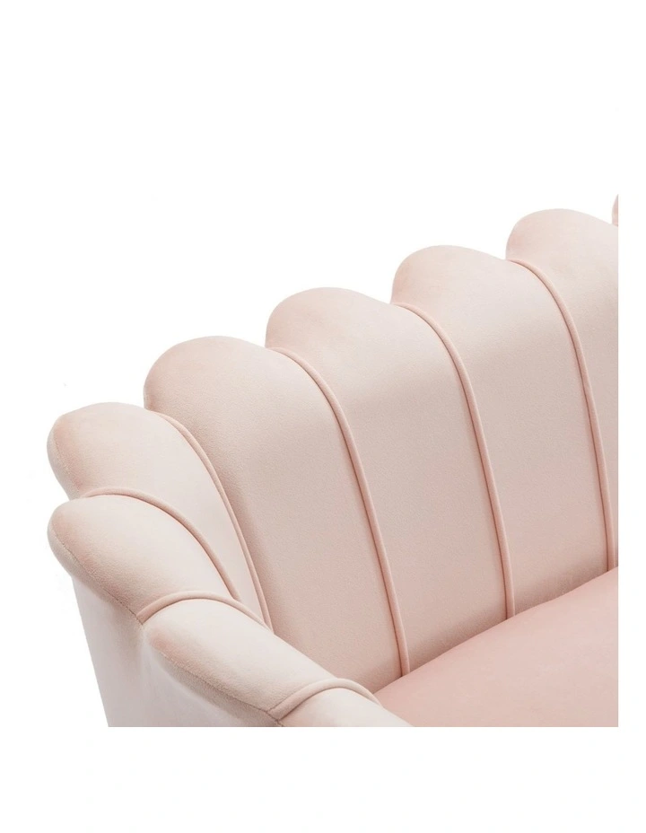 Modern Shell Back 2-Seater Sofa, Comfy Upholstered Small Love Seat Couch image 5
