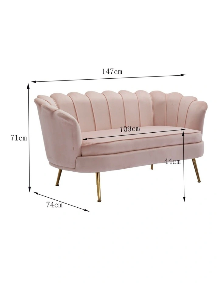 Modern Shell Back 2-Seater Sofa, Comfy Upholstered Small Love Seat Couch image 7