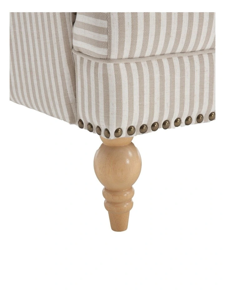 Striped Linen Fabric Accent Chair, Modern Farmhouse Upholstered Armchair with Nailhead Trim image 6