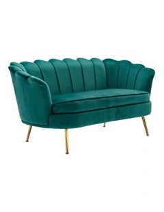 Modern Shell Back 2-Seater Sofa, Comfy Upholstered Small Love Seat Couch
